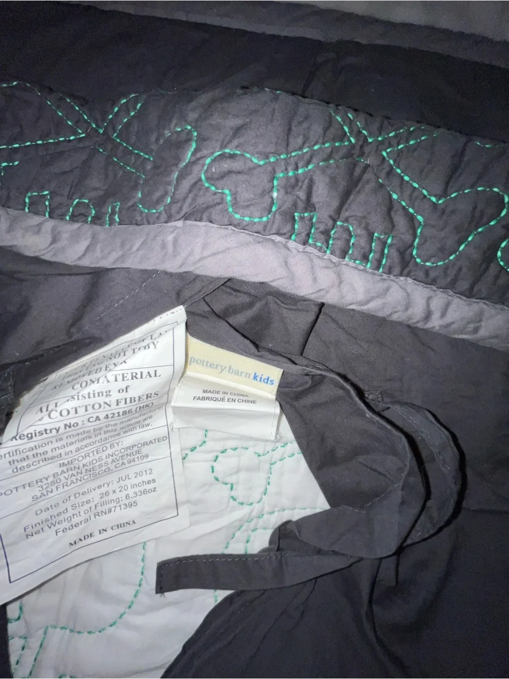 Pottery Barn Kids Gray Quilted Skull & Crossbones Pillow Covers